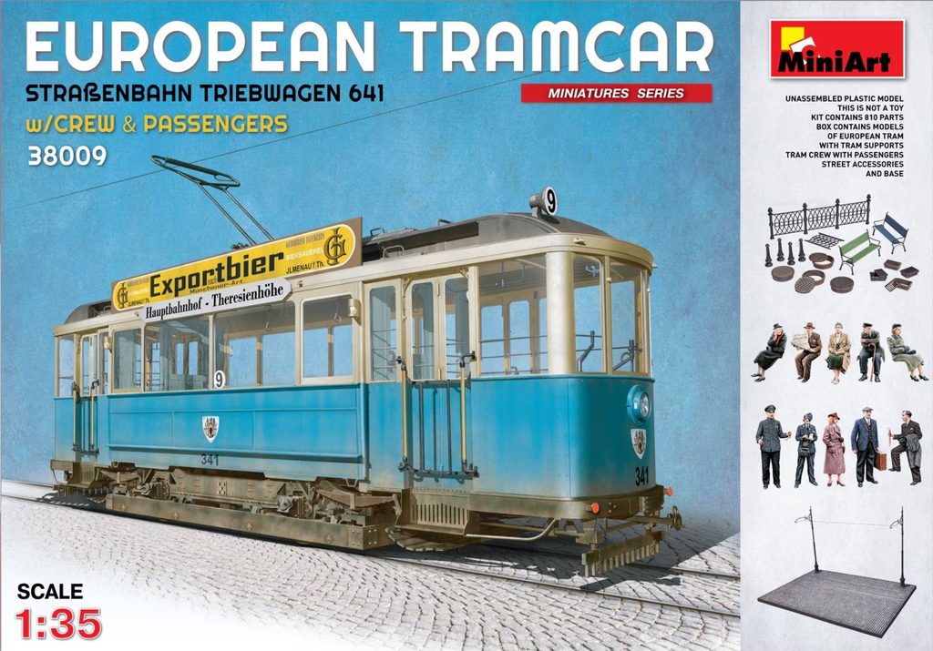 Miniart : European Tramcar │ Straßenbahn-Triebwagen 641 w/crew & passengers