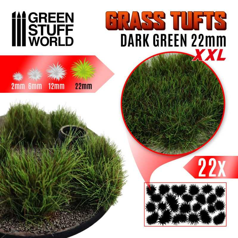 Green Stuff : Grass Tufts XXL 22mm - Dark Green (22pcs)