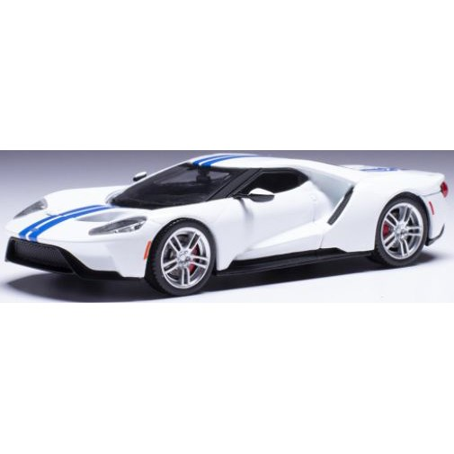 Ixo Models : Ford GT │ 2017 - Blanche avec deux Lignes Bleu