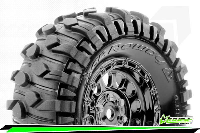 Louise RC : Pneu CR Rowdy Super Soft sur Jante Black Chrome (1.9) - HEX 12mm │ 4WD [Front/Rear]