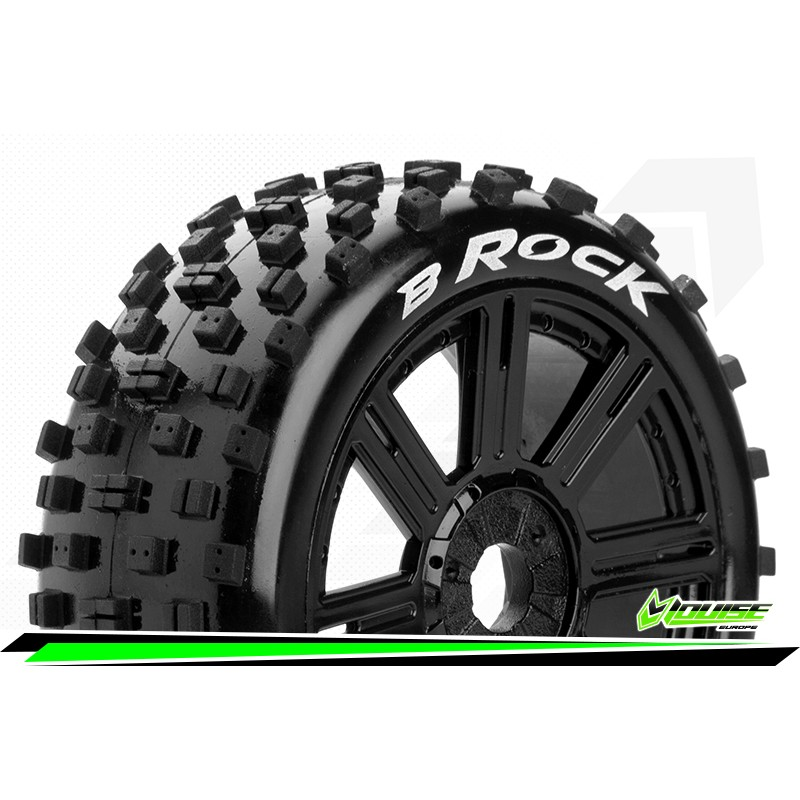 Louise RC : Pneu B-Rock Soft sur Jante Black - HEX 17mm │ 4WD [Front/Rear]