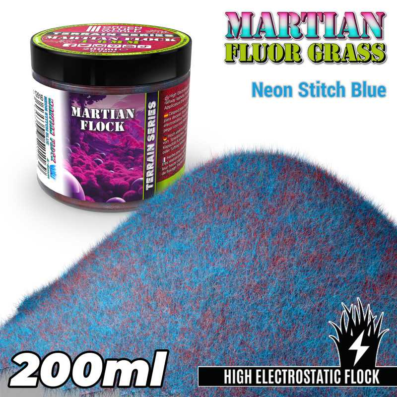 Green Stuff : Flocage Neon Stitch Blue (200ml) │ 4-6mm Martian Flock - Terrain Series