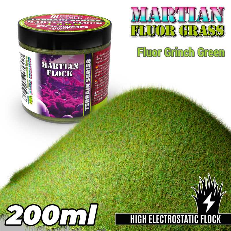 Green Stuff : Flocage Fluor Grinch Green (200ml) │ 4-6mm Martian Flock - Terrain Series