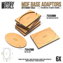 Green Stuff : Socle adaptateur Oval (75x42mm) vers Carré (75x50mm) en MDF (6pcs)