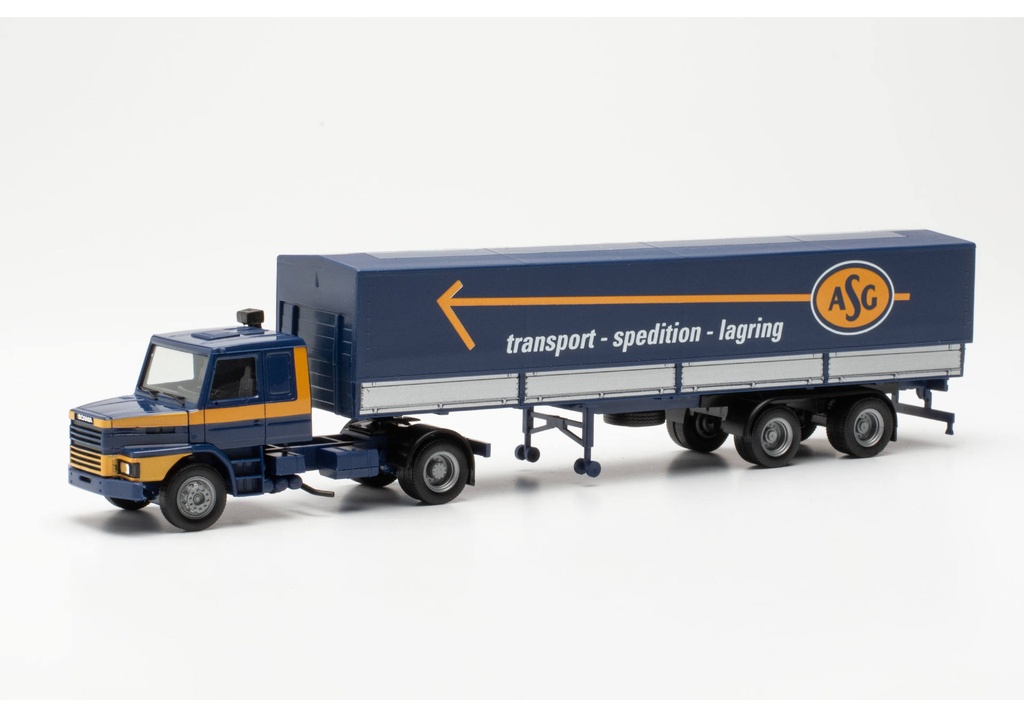 Herpa : Scania Hauber Pritsche-/Planen-Sattelzug ASG (S)