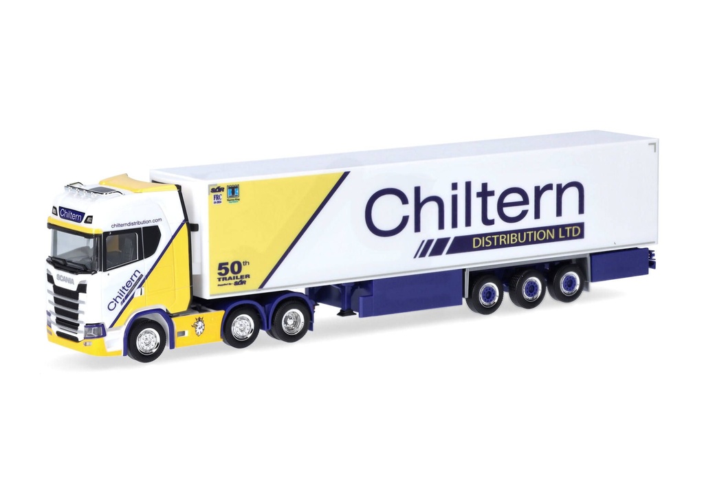 Herpa : Scania CS 20 HD 6x2 Kühlkoffer-Sattelzug Chiltern (England/Peterborough)