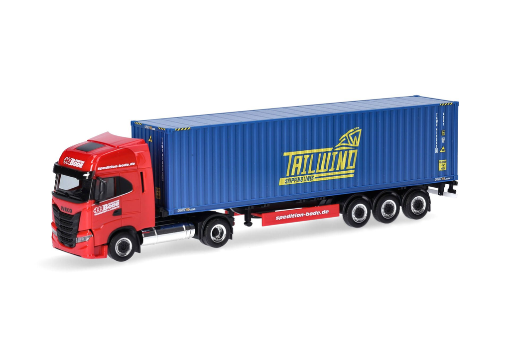 Herpa : Iveco S-Way LNG Avec Container (HH Bode - Tailwind)