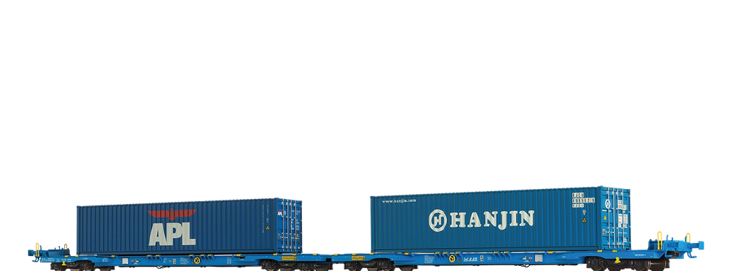 Brawa : Wagon porte-conteneurs Sffggmrrss36 APL / HANJIN, AAE,