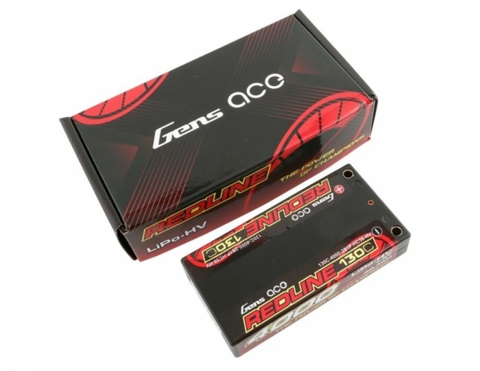 Gens Ace Redline Shorty Pack LiHV 7.6V (2S) - 4000Mah 130C (5MM Bullet-Plug)