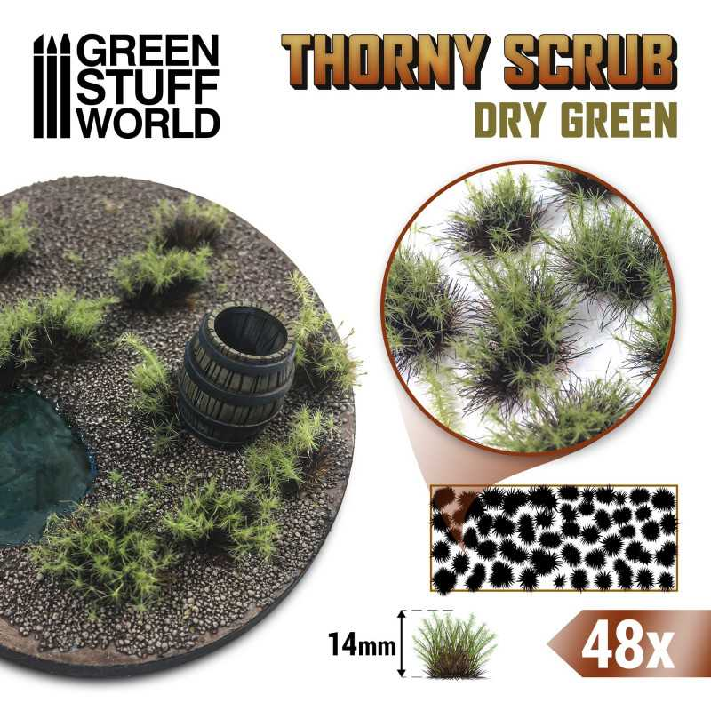 Green Stuff : Thorny Scrub 14mm - Dry Green (48pcs)