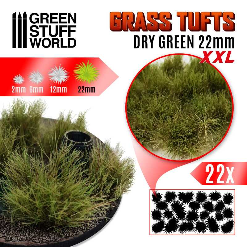 Green Stuff : Grass Tufts XXL 22mm - Dry Green (22pcs)