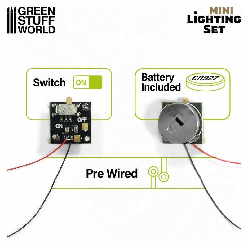 Green Stuff : Mini kit d'éclairage avec interrupteur et pile CR927