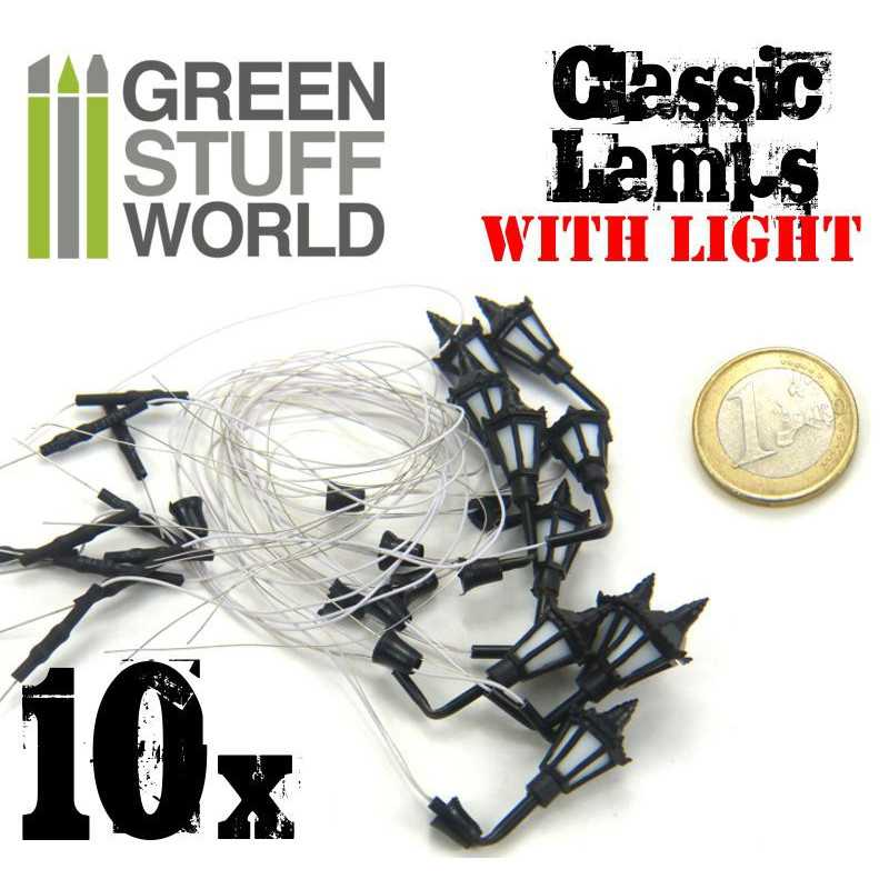 Green Stuff : Lampadaires classiques de MUR avec LED (10pcs)