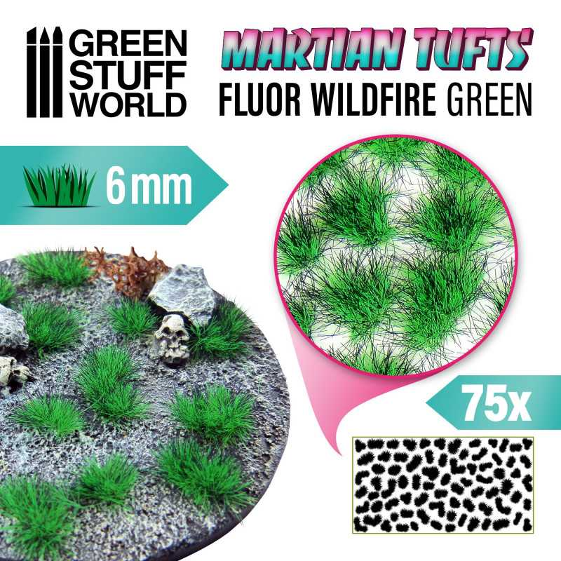 Green Stuff : Martians Tufts 6mm - Fluor Wildfire Green (75pcs)