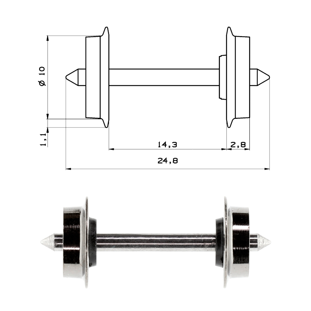 Roco : Essieu monté DC 10mm (x2)