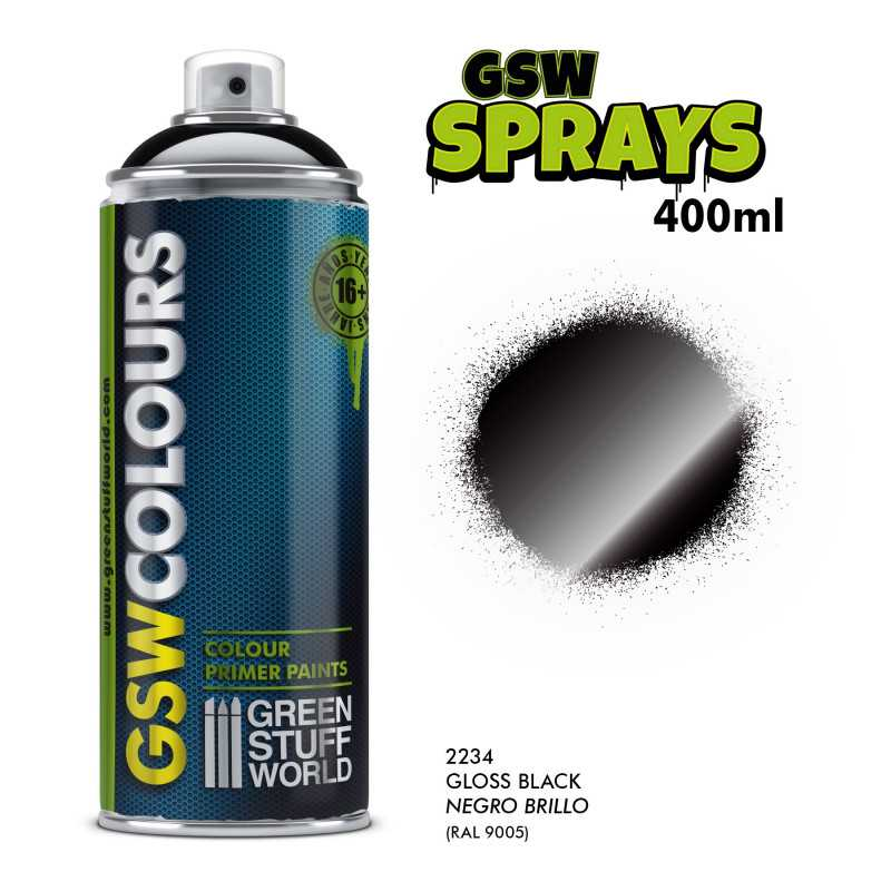 Green Stuff : Spray Primer Noir Gloss (400ml)