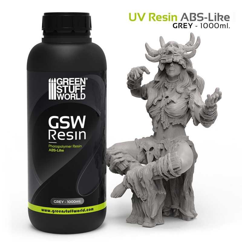 Green Stuff : Résine Liquide pour Imprimante 3D - ABS-like Gris (1000ml)