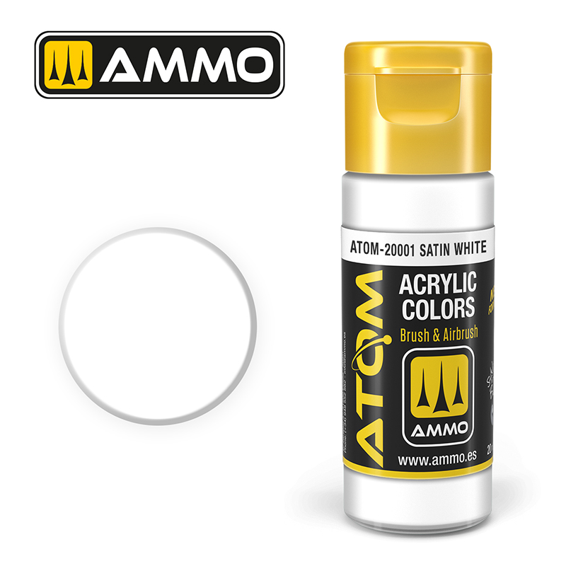 Ammo Mig : SATIN WHITE (20ml) │ Atom Acrylique Paint