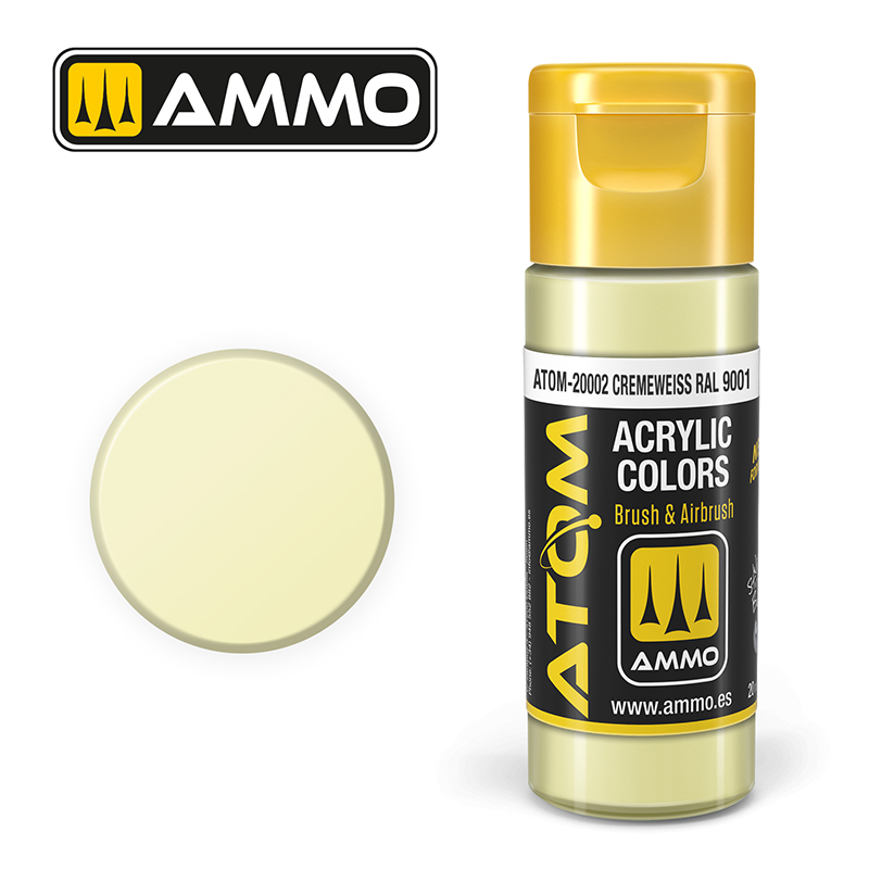 Ammo Mig : Cremeweiss - Ral 9001 (20ml)  │ Atom Acrylique Paint