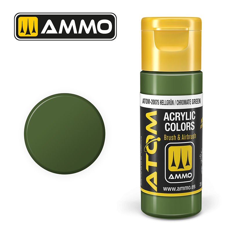 Ammo Mig : Hellgrün / Chromate Green (20ml) │ Atom Acrylique Paint