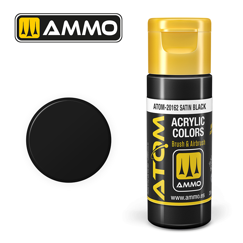 Ammo Mig : SATIN BLACK (20ml) │ Atom Acrylique Paint