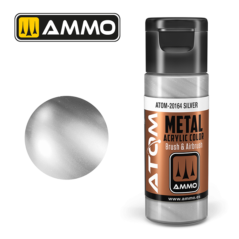 Ammo Mig : METALLIC SILVER (20ml) │ Atom Acrylique Paint