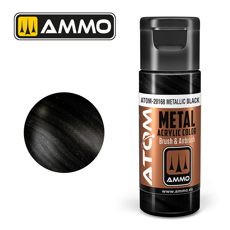 Ammo Mig : METALLIC BLACK (20ml) * │ Atom Acrylique Paint