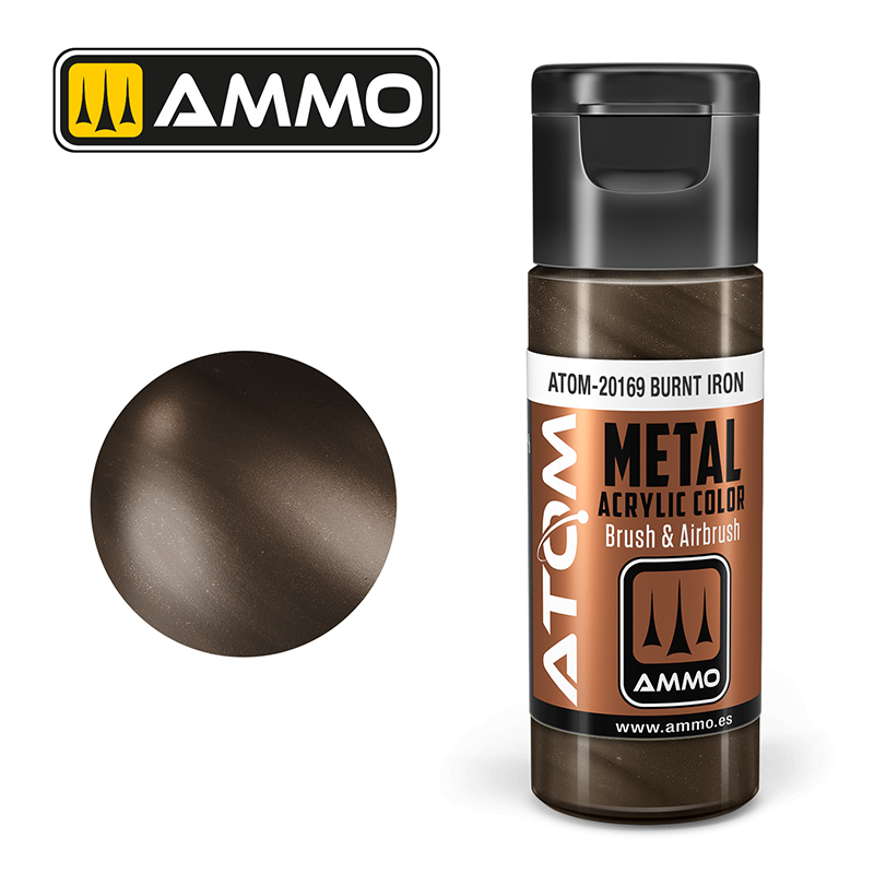 Ammo Mig : METALLIC BURNT IRON (20ml) │ Atom Acrylique Paint