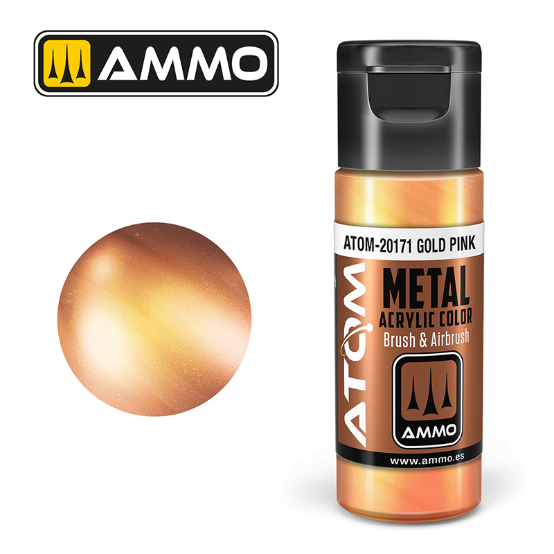 Ammo Mig : METALLIC GOLD PINK (20ml) │ Atom Acrylique Paint