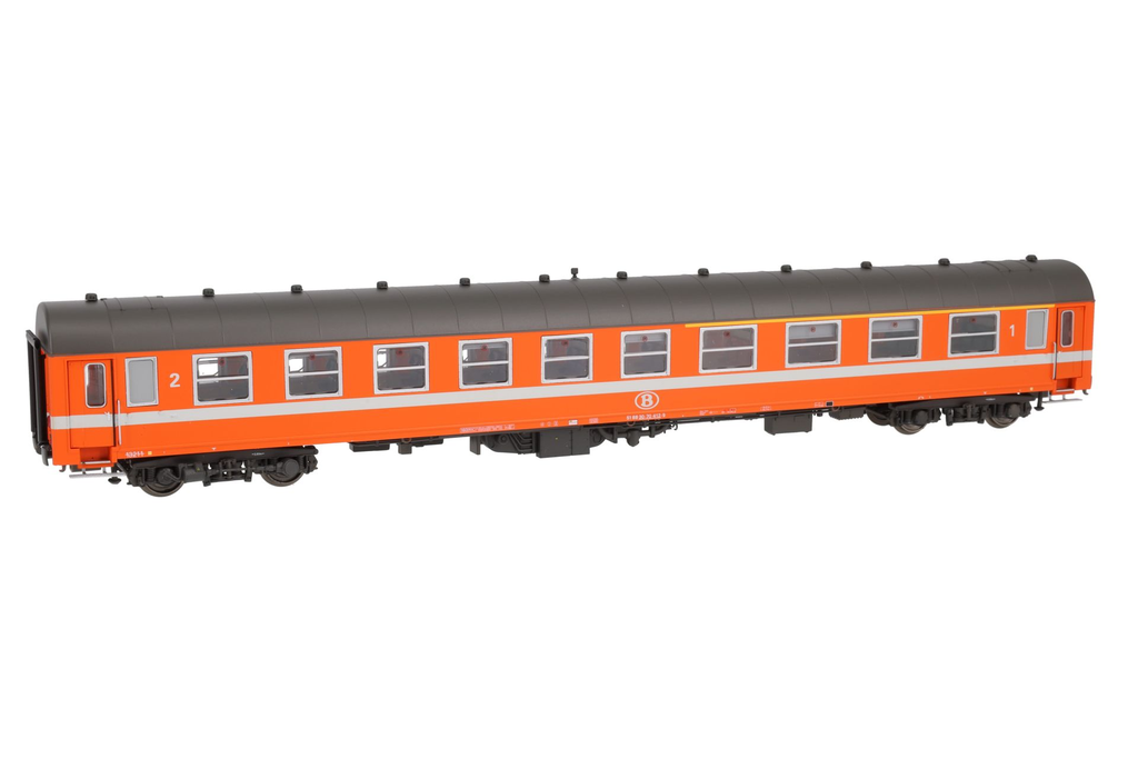 LSModels :  Voiture I4 B9 Orange Lignes Blanches toit Gris SNCB-NMBS 