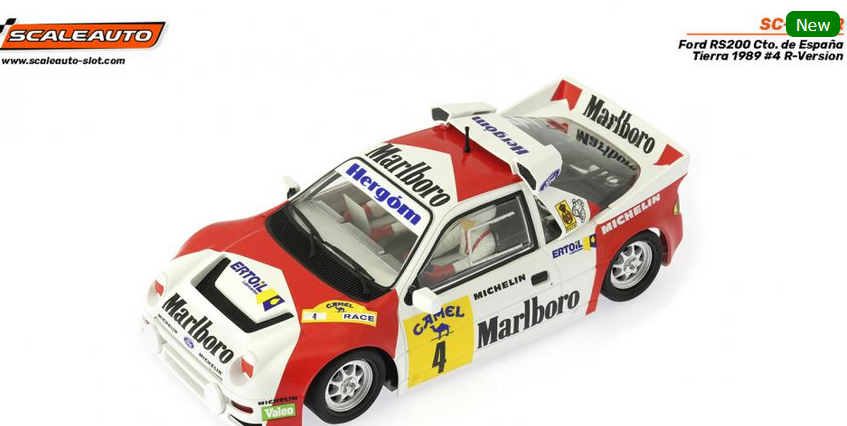 Scaleauto : Ford RS200 Cto. de España Tierra 1989 J. Puras #4 - R-Version AW con Chasis Medium (gris)