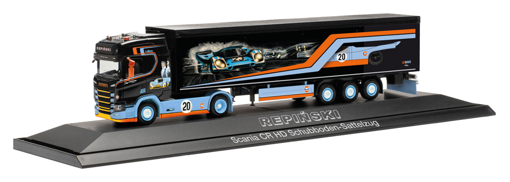 Herpa : Semi-remorque fond mouvant Scania CR 20 à toit surélevé