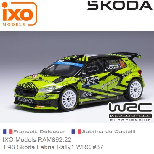 Ixo models : Skoda Fabia Rally2 │ No37 Rallye Monte Carlo 2023 - F.Delecour / S.De Castelli 