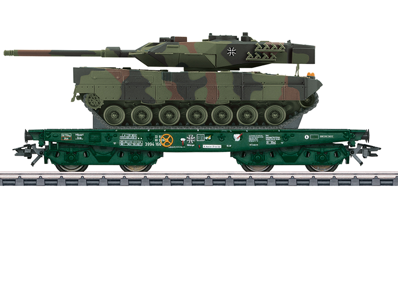 Marklin : Wagon Rlmmps avec Char Leopard 2A6 