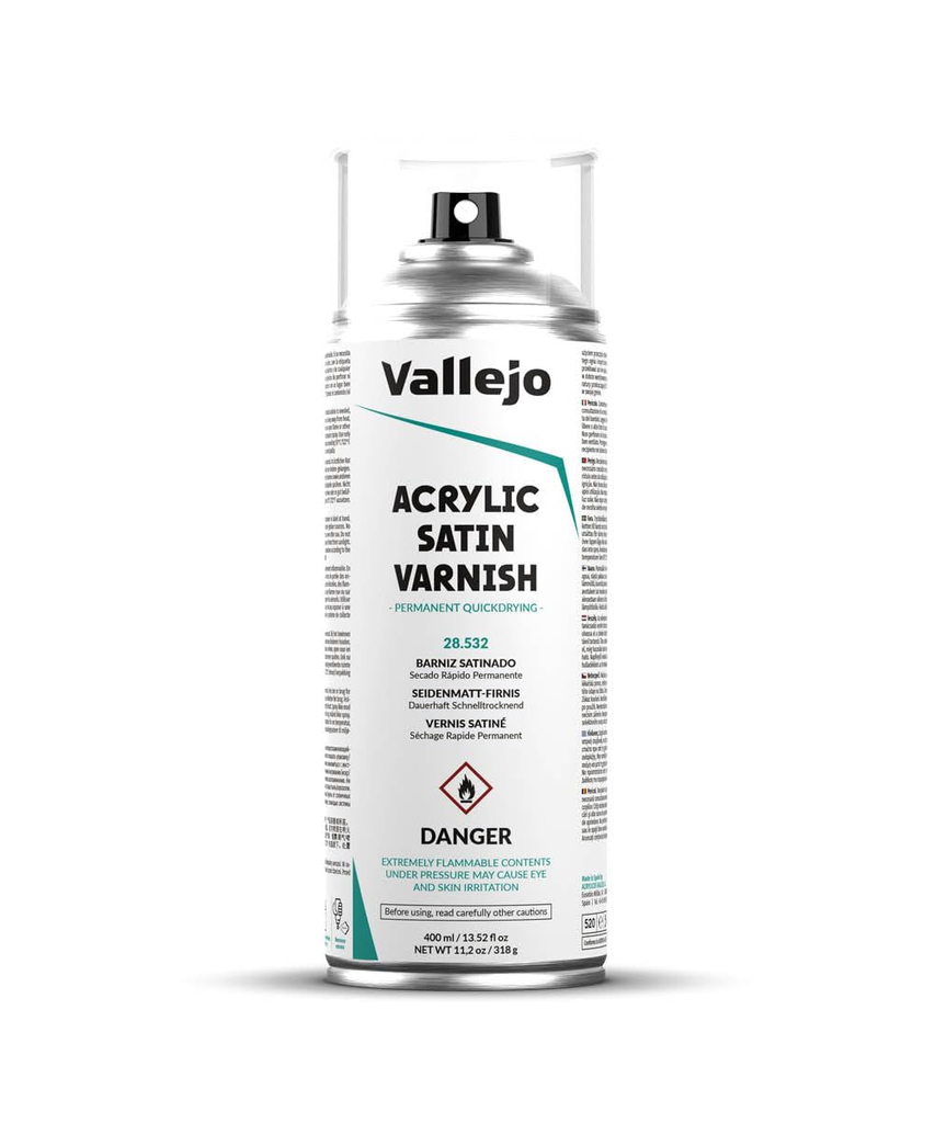 Vallejo : Acrylic Satin Varnish Spray (400ml) 