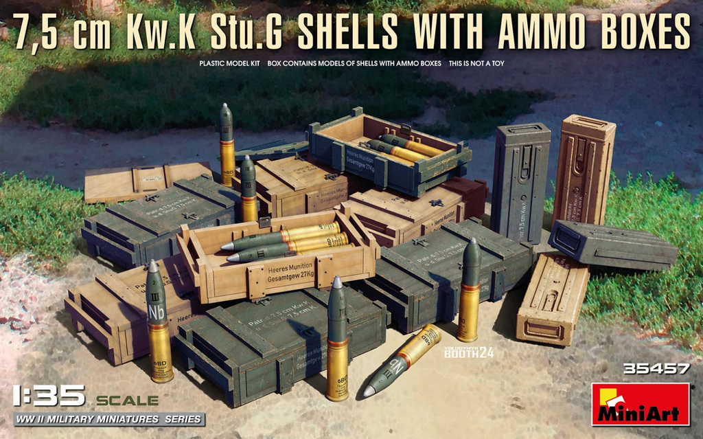 MiniArt : 7,5 cm Kw.K Stu.G Shells With Ammo Boxes 