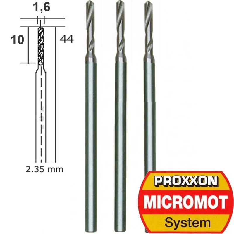 Proxxon : HSS Forets en Acier 1.6mm(3Pcs) 