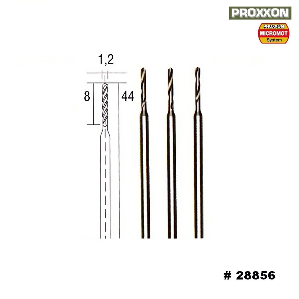 Proxxon : HSS Forets en Acier 1.2mm (3Pcs)  