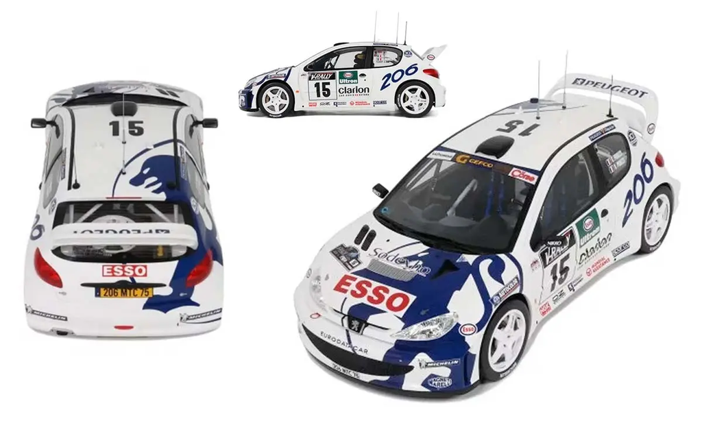 1:12 PEUGEOT 206 WRC WHITE TOUR DE CORSE 1999