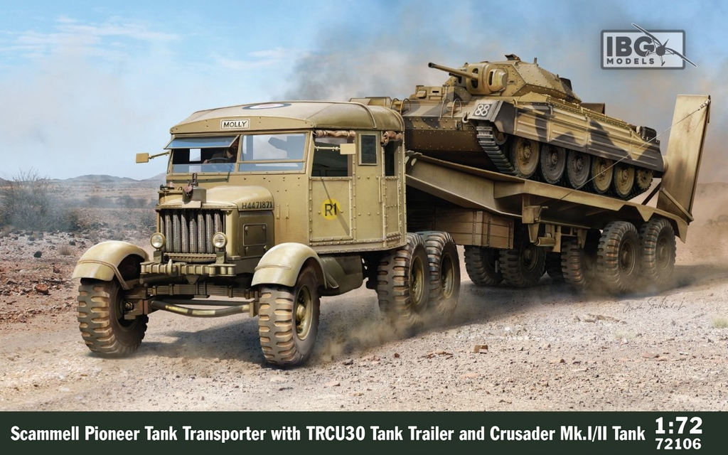 IBG Models : Scammel Pioneer with TRCU030 Tank Trailer and Crusader MK.I/II