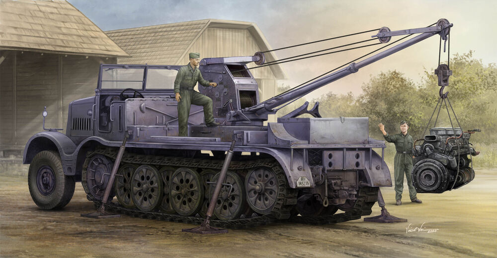 Trumpeter : Schwerer Zugkraftwagen 18 t with 6 t Billstein-Crane, Sd.Kfz.9/1