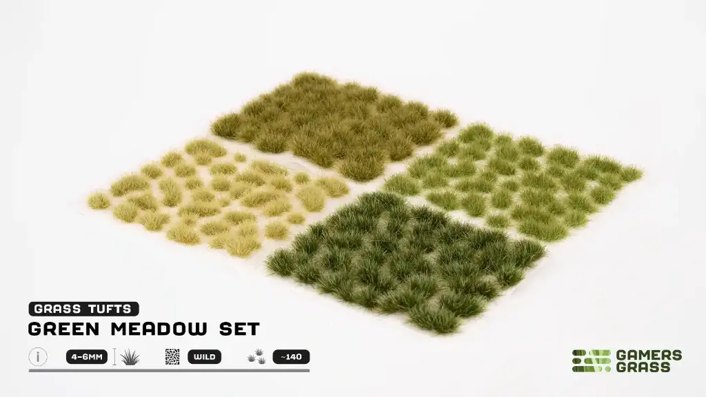 Gamers Grass : Green Meadow Set (140pcs) │ Touffes d'Herbes