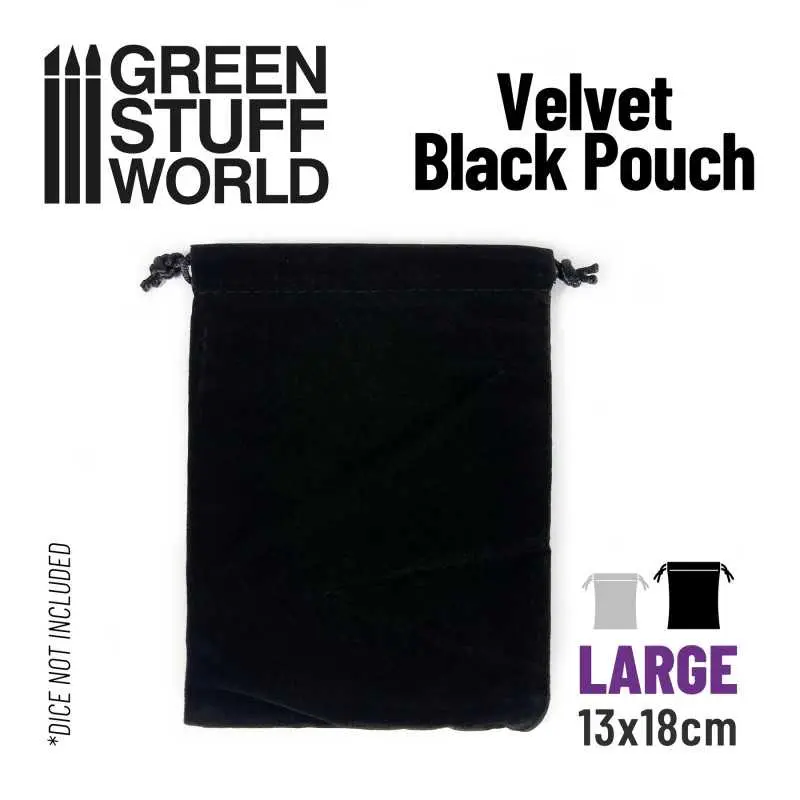 Green Stuff : Grand Pochette en Velours │ Noir - (13x18cm) 