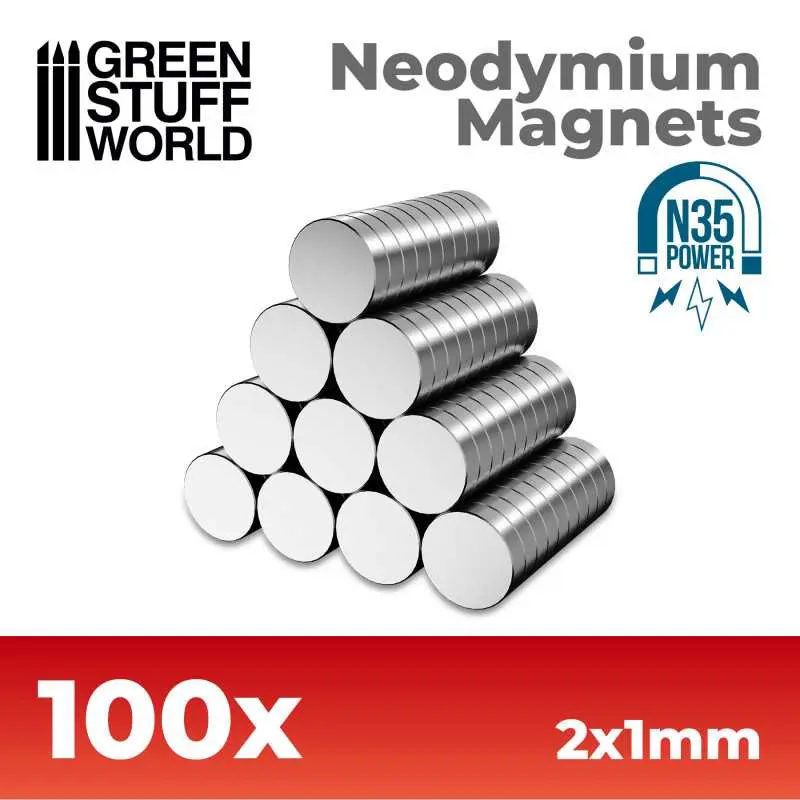 Green Stuff : Aimants Néodymes 2x1mm │100 units (N35) 