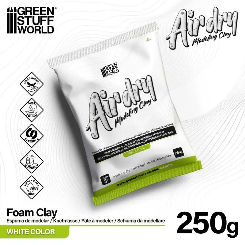 Green Stuff : Air Dry Foam Clay 250gr. - Blanche 