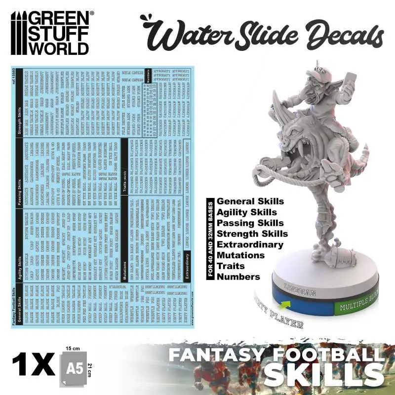 Green Stuff : Decalcomanies pour Fantasy Football et Blood Bowl skills 