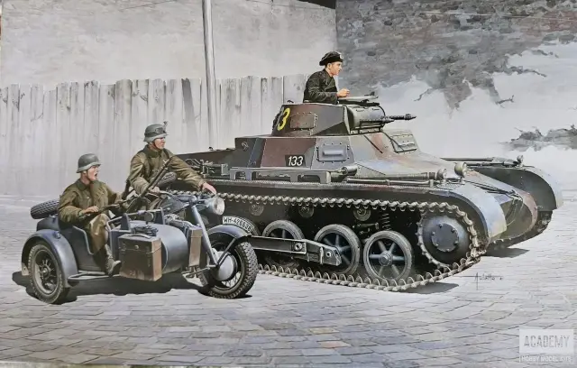 Academy : German Panzer I Ausf. B & Motorcycle 