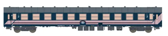 Lsmodels : Voiture I5 Bc10 Y25 Bleu Lignes Roses petit Logo B SNCB-NMBS