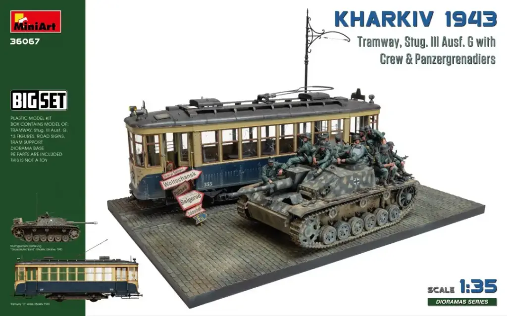 MiniArt : Kharkiv 1943: Tram & Stug. III Ausf. G w/Crew. Big Set 