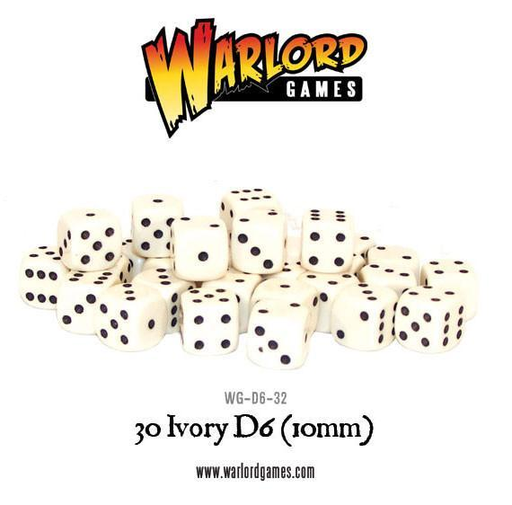 [WLG WG-D6-32] Warlord Games : Set de 30 D6 10mm│ Ivoir